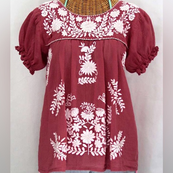 Siren La Mariposa Corta Embroidered Mexican Style Peasant Top size small - Picture 11 of 11